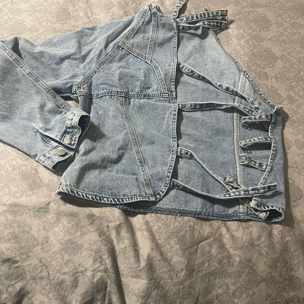Stylish Denim Jacket with Cut-Out Design